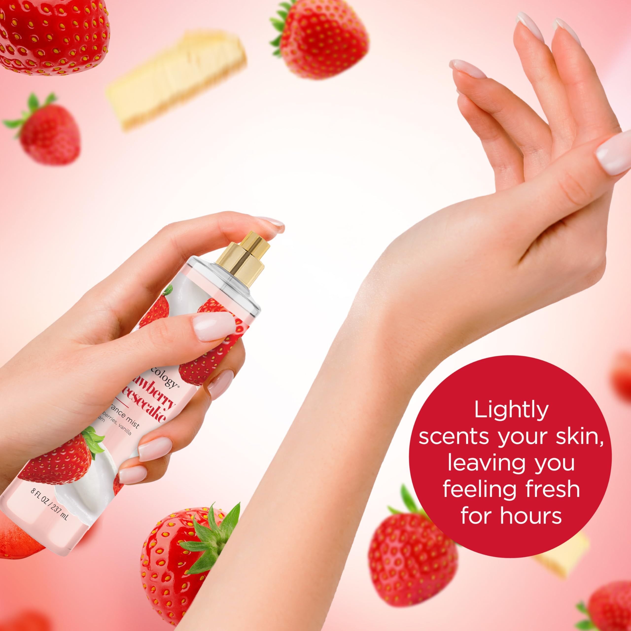 Bodycology Long-Lasting Fragrance Body Mist, Strawberry Cheesecake, 8 fl oz
